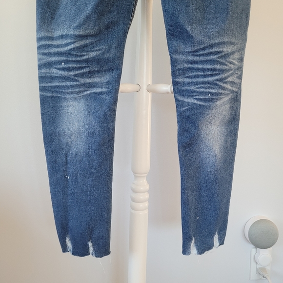 Dark-Wash Distressed Skinny Denim Jeans - Picture 5 of 13